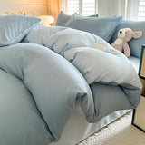 Solid Color Brushed Four Piece Set Home Textile Bedding Three Piece Set Autumn Short Plush Bed Sheets, Duvet Covers, Pillowcases