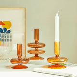 Popxstar Retro Glass Candlestick for Taper Candle Nordic Home Decortaion Room Decor Ornaments Candle Holders Candles Stand Glass Vase