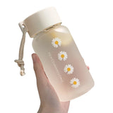 This Summer Cute Little Chrysanthemum Water Cup Comes in Two Styles  Frosted and Transparent  with A Handle for Easy Carrying