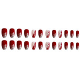 Popxstar  Manicure Press on Nails White Flowers Fake Nials False Nails Ballerina French Long