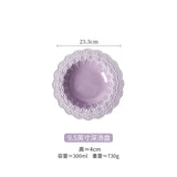 popxstar Purple Disc Lace Relief Series Ceramic Tableware Bowl Plate Tableware