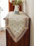Popxstar Double Fabric With Lace 3D Embroidery In Gold Color Kitchen Palcemat Tablerunner Holiday&Home Decoration Party Wedding 1pc