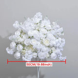 Popxstar White Cherry Blossom Rose Flower Row Runner Wedding Background Arch Deco Floral Arrangement Hanging Flower Row Centerpieces Ball