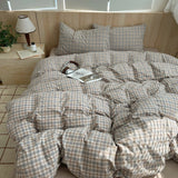 Popxstar  Nordic Ins Bedding Set Pure Cotton Duvet Cover Set Skin-Friendly Single Twin Full Queen Size Flat&Fitted Sheets Bed Sheets Set