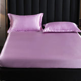 Popxstar Fitted Sheet High-End Mattress Cover Solid Color Luxury Satin Fit Sheet Elastic Band Bed Sheet Double Queen Size Bedsheet