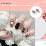 Popxstar  24pcs Y2K Fake Nails with Lovely Black Heart Designs Reusable French False Nails Full Cover Short Press On Nails for y2k Girls