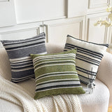 18x18Inch Boho Throw Pillow Covers Chenille Textured Striped 45x45cm Cushion Cover Sofa Pillow Cover for Living Room Home Decor