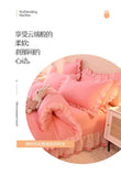 Popxstar Pink Princess Girls Ruffle Lace Bedding Sets Luxury Quilt Cover Bed Sheet and Pillowcases Soft Bedclothes Decor Home