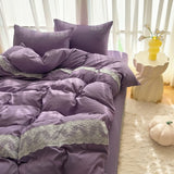 Ins floral print Bedding set knitted cotton Flat sheet set Four pieces duvet cover double layer-yarn 4Pcs lovely New Style
