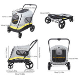 2 Sizes One-click Folding Dog Stroller 4 Wheels Dog Jogger Wagon Stroller Breathable and Visible Mesh for Small to Large Dogs Pet Jogging Carriage Stroller