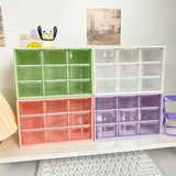 Popxstar Desktop 9 Grid Storage Boxes Organizer Transparent Small Drawer Partitioned Student Desk Wall-mounted Sundries Storage Box Cute