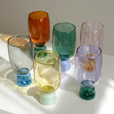 Popxstar Champagne Glass Handmade Color Glass Wine Goblet Juice Cup Heat-Resistant Water Cup Drinking Wine Glass Cocktail-glass