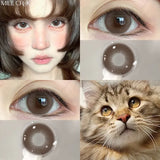 1 Pair Brown Colored Contact Lenses with Myopia 0~-8.00 Degree Natural Cosmetic Beauty Pupil Soft Circle Color Lenses