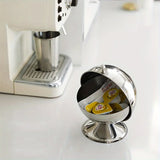 Popxstar  Stainless Steel Storage Jar Sphere Storage Jar with Flip-Top Lid  Modern Round Desktop Organizer for Kitchen Home Office