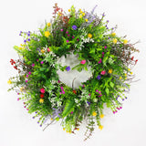 Popxstar spring decor 40cm Artificial Wildflower Wreath Handmade Colorful Spring Summer Floral Garland Background Wall Window Front Door Wedding Decor