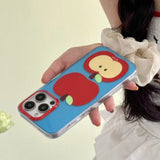 Popxstar  Korea Lovely Apple Funny DIY Red Nose Transparent Blue Soft Mobile Phone Protective Cover Case for iPhone 16 15 14 13 12 Pro Max