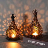 Popxstar  Hollow Iron Candle Holder  Middle Eastern-Style Atmospheric Aromatherapy Wax Base Decor for Home Wedding & Party Ornament gift