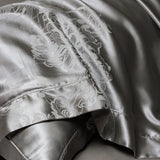 Popxstar  4Pcs Champagne Silk Damask Jacquard Egyptian Cotton Patchwork Luxury Bedding Set Duvet Cover Flat/Fitted Bed Sheet Pillowcases