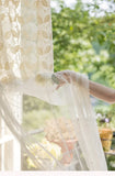Lightweight Soft Apricot White Vintage Luxury Drapes Curtains for Bedroom Living Room Romantic French Lace Patchwork Sheer Gauze