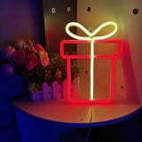 Popxstar Christmas Gift Box Led Neon Sign Wall Light Santa Claus Coming Bedroom Kids Living Room Bar Party Wedding Decoration Night Lamp