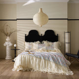 Popxstar  100% Long-Staple Cotton Bedding Set Gorgeous Floral Romantic Skirt Bed Sheet Set Pillowcase Queen King Double Size Bed Linen Set