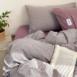 Popxstar  Simple Style Bedding Set Nordic Striped Duvet Cover Set 100% Cotton Flat Sheet Single Twin Size Double Bed Sheet Set For Bedroom