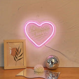 Popxstar  Heart-shaped LED Neon Sign, USB-powered Decorative Wall Lamp, Suitable for Wall and Tabletop Decoration, for Use in Bedrooms, C