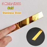 Popxstar 3M/Roll Gold Mirror Wall Sticker Stainless Steel Flat Living Room Decoration Lines Titanium Background Wall Ceiling Edge Strip
