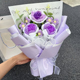 Popxstar  Hand Knitted Flower Bouquets Graduation Flower Bouquet Crochet Flowers Bouquet Finished Flower Bouquet Graduation Ceremony Gifts