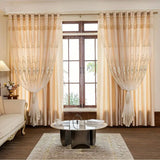 1pc Elegant Double  Layer Embroidered Blackout Curtains with Sheer, for Living Room, Bedroom,Sun Proof,Thermal Insulated