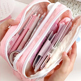 Popxstar Girl Large Capacity Aesthetic Pencil Back-to-school Cases Cute Stationery Holder Bag Zipper Pencil Pouch Student School Supplies