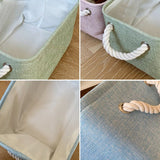 Popxstar New Linen Fabric Storage Basket Large Capacity，for Sorting and Organizing Miscellaneous Items Storage Baskets Woven Basket