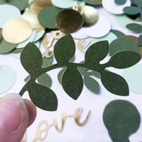 Popxstar  1Pack Sage Leaves Confetti Green Gold Pink Round Paper Confetti Wedding Birthday Party Decorations Baby Shower Table Scatter