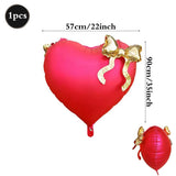 Popxstar  Heart-shaped Foil Balloon with Bow for Women Birthday Party Weddings Baby Shows Valentine's Day Anniversary Photograph  Decor