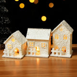 Popxstar Christmas Led Light Wooden House with Snowflake Luminous Cabin Christmas Decorations For Home Xmas Ornament New Year Gifts