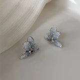 Popxstar Korean Fashion Color Crystal Flower Butterfly Earrings for Women Exquisite Elegant Earring Wedding Party Luxury Jewelry Gift