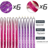 Popxstar 12pcs Glitter Sparkling Shinny Fairy Hair Accessories Tinsel Hair Extension for Women and Girls for Christmas New Year Halloween