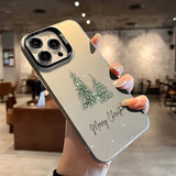 Popxstar  Christmas Tree Aesthetic Autumn Decorative Phone Case For iPhone 16 Pro Max 15 14 13 12 11 XS X XR 7 8 Plus 16E Laser Back Cover