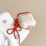 Popxstar  Simple Lovely Polka Dot Red Two Tone Earphone Case For AirPods Pro 2 With Bowknot Pendant Protection Cover For AirPods 1 2 3 4