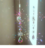 Popxstar Crystal Wind Chime Moon Sun Catcher Diamond Prisms Pendant Gift of Good Luck Outdoor Rainbow Hanging Drop Home Garden Decor