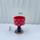 Popxstar  French ancient style retro INS decoration blue and white ceramic bowl wooden tall bowl dessert cup candle cup ice cream bowl