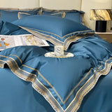Popxstar  Premium 1000TC Egyptian Cotton Luxury Gold Embroidery Hotel Style Bedding Set Duvet Cover Flat/Fitted Bed Sheet Pillowcases 4Pcs
