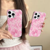Pink Ribbon Bow Pattern Phone Case For IPhone 17 16 15 14 13 Pro Max Case Cute Sweet Cartoon Shockproof Protective Cover Cases