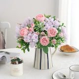 Popxstar Blue Silk Bouquets Artificial Forest Hydrangea Peony Bud Wedding Bride Hand Bouquet Home Garden Desktop Flower Arrangement Decor