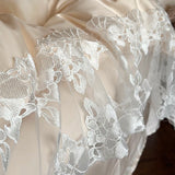 Popxstar  Romantic White Flowers Lace Princess Wedding Bedding Set 100S Egyptian Cotton Duvet Cover Flat/Fitted Bed Sheet Pillowcases 4Pcs