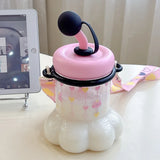 1L Cute Plastic Straw Water Bottle For Girls Creative Cat Claws Large Capacity Tabletop Sippy Cup  Portable Student Drinking Cup
