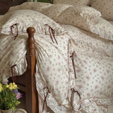 Popxstar  100% Cotton Pastoral Floral Print Ruffles Bow Princess Bedding Set Queen King Duvet Cover Set Bed Sheet/Fitted Sheet Pillowcases