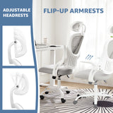Popxstar Mesh Ergonomic Office Computer Desk Chair Flip-up Arms Adjustable Headrests Comfortable Lumbar Support For Home Office