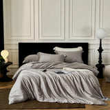 Popxstar  Nordic Silk Bedding Set 4pcs Luxury Lyocell Duvet Cover Set Flat Sheets Set 2 Pillowcases Twin Double Queen Size Bed Linen Set
