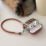 Popxstar  brown stripes clear TPU shockproof protection cover case for airpdos 1 2 3 4 pro 2 wireless bluetooth earphone charge box shell